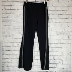 DREW Black Wide-Leg Pants with Grey side Stripes